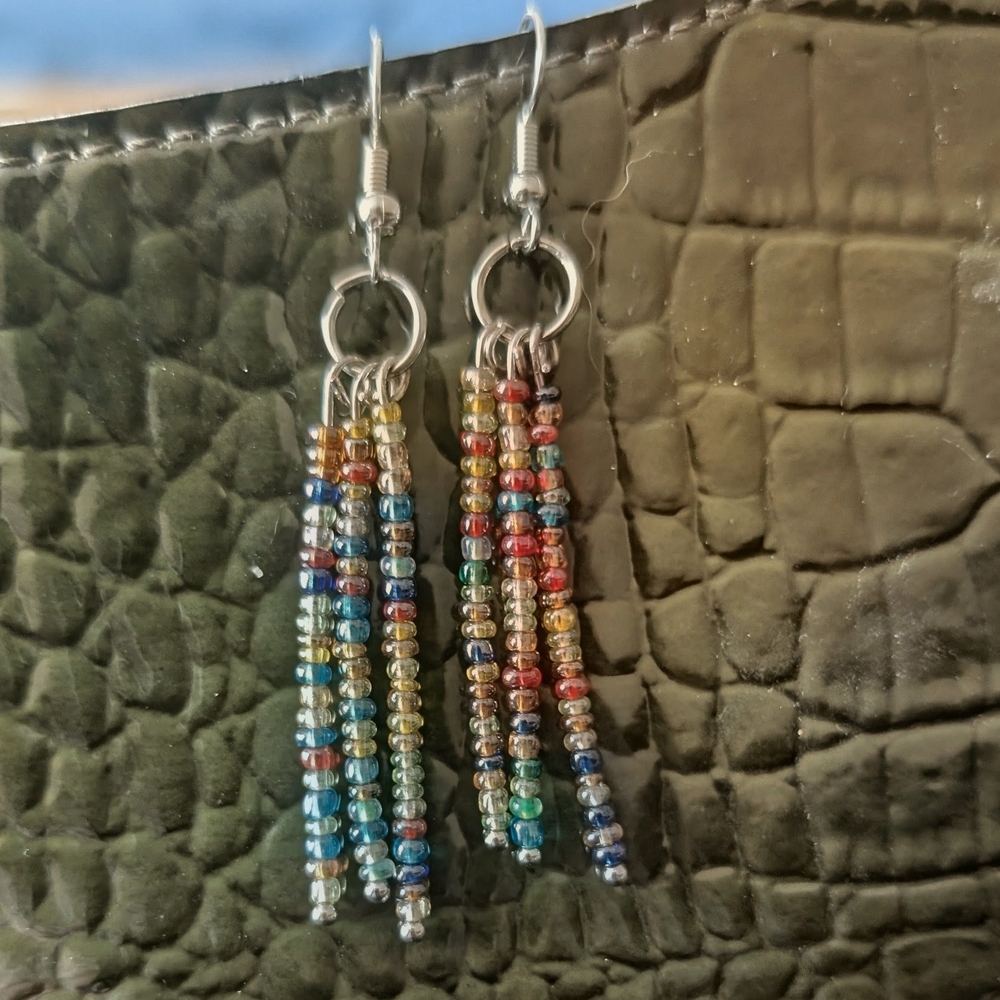 Multicolor Beaded Dangle Earrings - Lightweight Women’s Jewelry